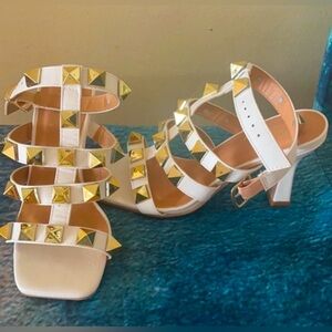 White heeled sandals